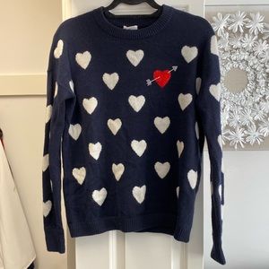 Minnie Rose Cashmere Crystal Heart Sweater